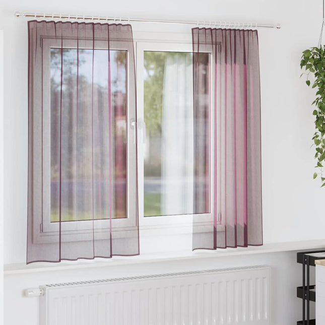 Tende in Voile con Passanti 2 pz Viola 140x140 cm