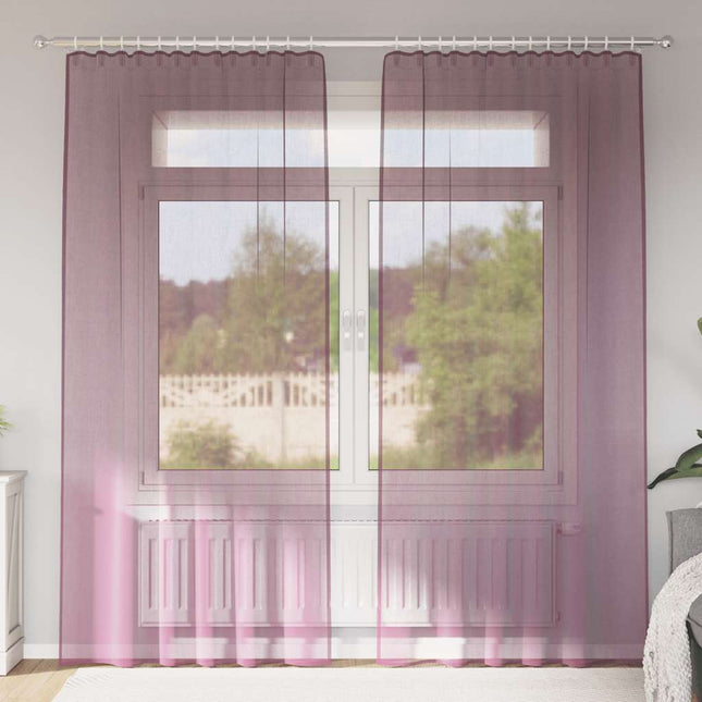 Tende in Voile con Passanti 2 pz Viola 140x245 cm
