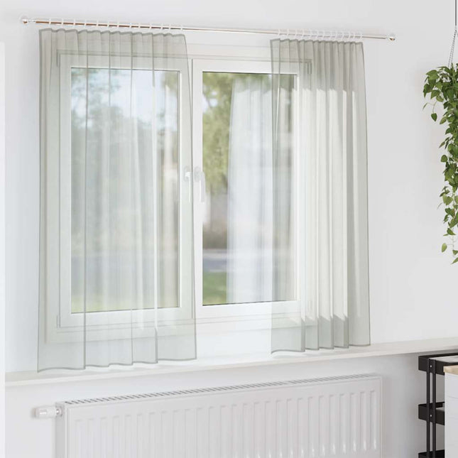 Tende in Voile con Passanti 2 pz Grigio Chiaro 140x175 cm