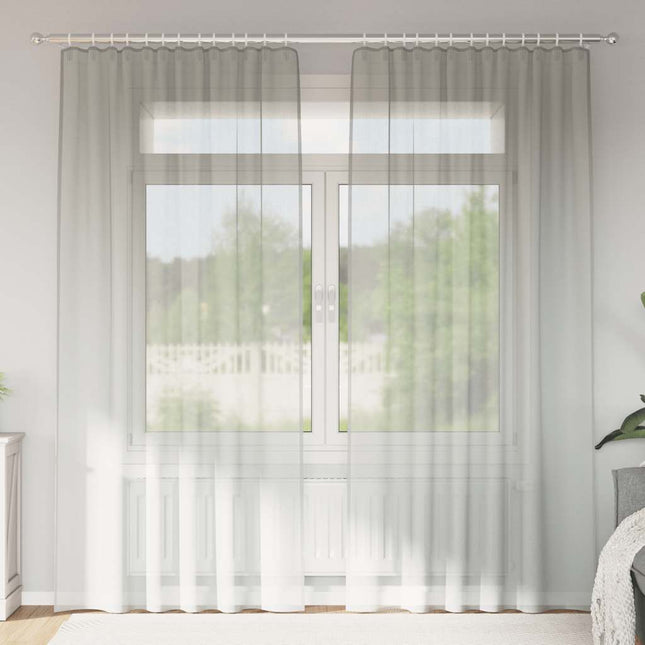 Tende in Voile con Passanti 2 pz Grigio Chiaro 140x245 cm