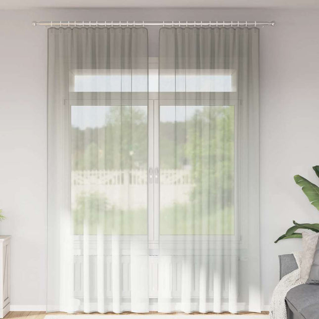 Tende in Voile con Passanti 2 pz Grigio Chiaro 140x260 cm