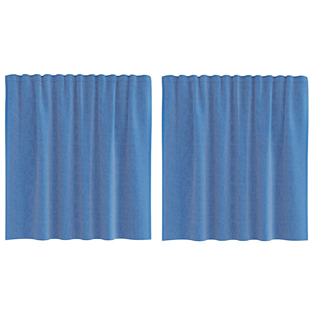 Tende in Voile con Passanti 2 pz Blu Reale 140x140 cm