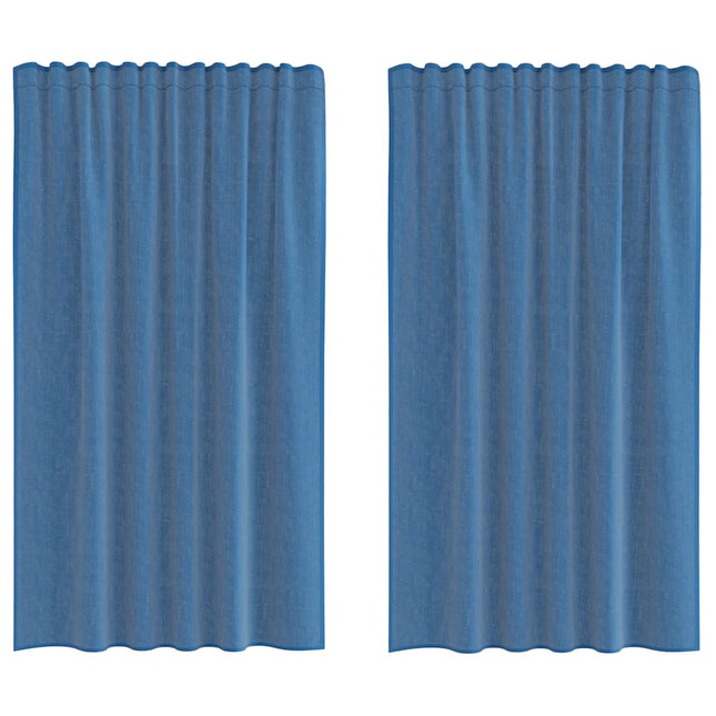 Tende in Voile con Passanti 2 pz Blu Reale 140x175 cm