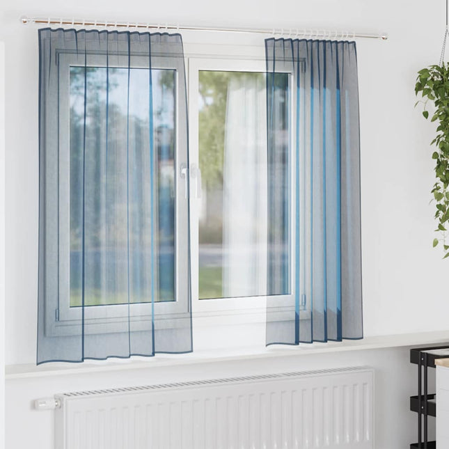 Tende in Voile con Passanti 2 pz Blu Reale 140x175 cm