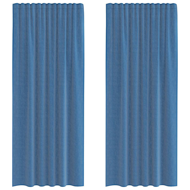 Tende in Voile con Passanti 2 pz Blu Reale 140x245 cm