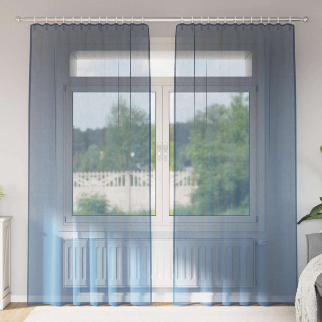 Tende in Voile con Passanti 2 pz Blu Reale 140x245 cm
