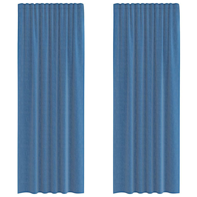 Tende in Voile con Passanti 2 pz Blu Reale 140x260 cm