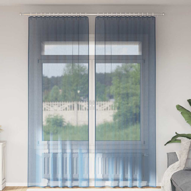 Tende in Voile con Passanti 2 pz Blu Reale 140x260 cm