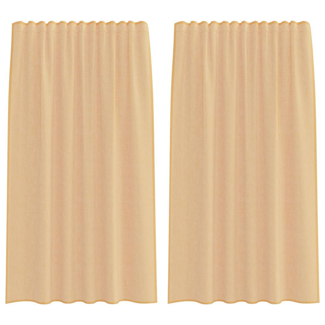 Tende in Voile con Passanti 2 pz Sabbia 140x175 cm