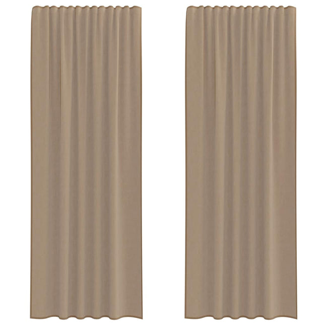 Tende in Voile con Passanti 2 pz Marrone Chiaro 140x260 cm