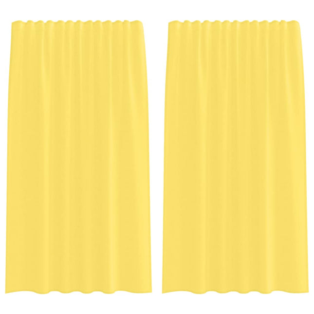 Tende in Voile con Passanti 2 pz Giallo 140x175 cm