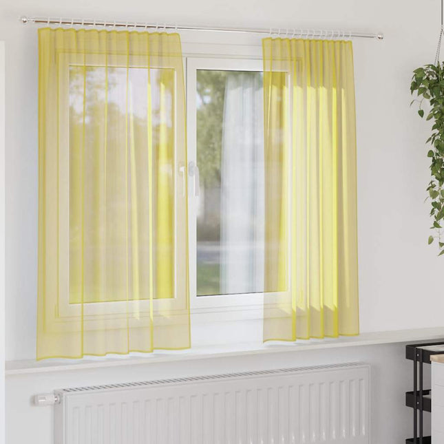 Tende in Voile con Passanti 2 pz Giallo 140x175 cm