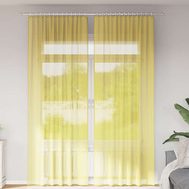 Tende in Voile con Passanti 2 pz Giallo 140x260 cm