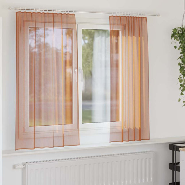 Tende in Voile con Passanti 2 pz Terracotta 140x140 cm