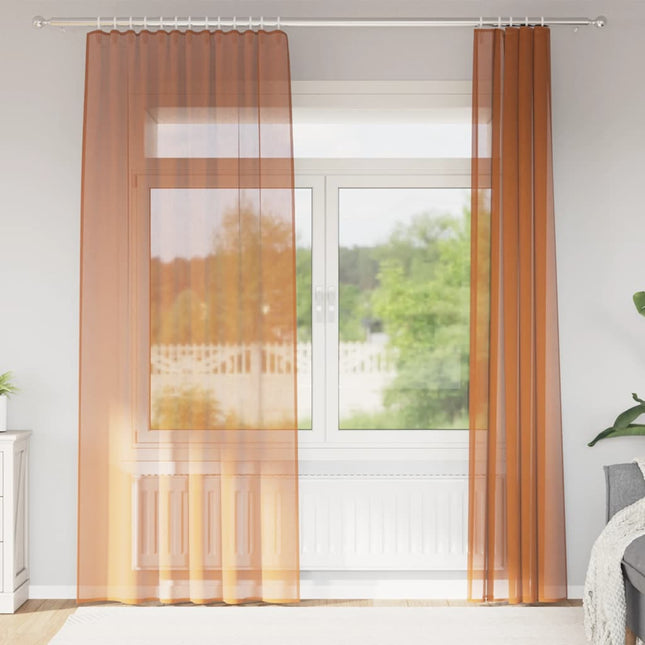 Tende in Voile con Passanti 2 pz Terracotta 140x245 cm