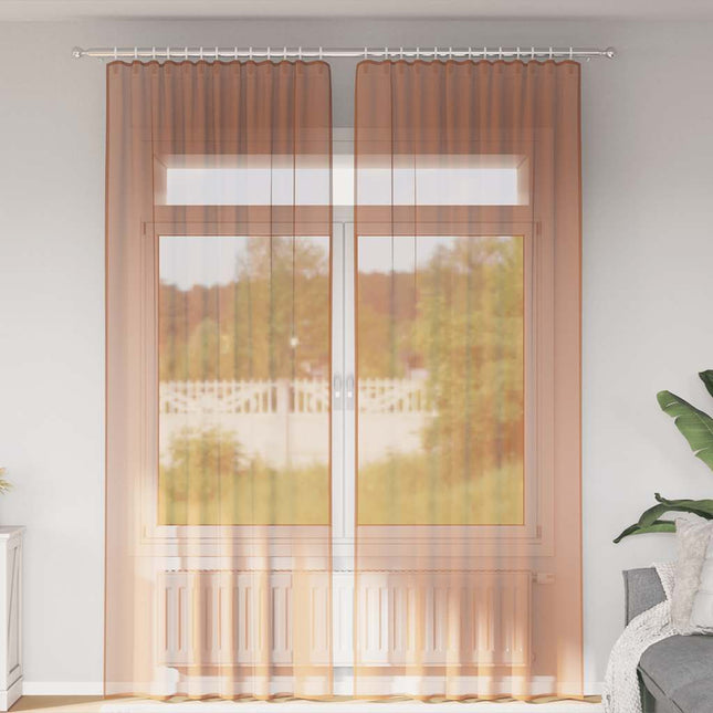 Tende in Voile con Passanti 2 pz Terracotta 140x260 cm