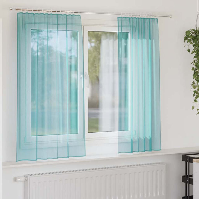 Tende in Voile con Passanti 2 pz Turchese 140x175 cm