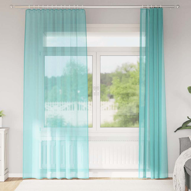 Tende in Voile con Passanti 2 pz Turchese 140x245 cm
