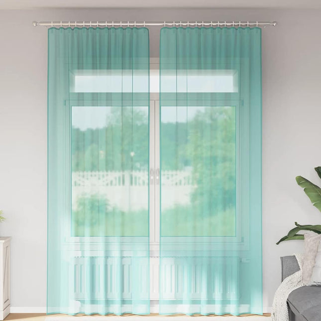 Tende in Voile con Passanti 2 pz Turchese 140x260 cm