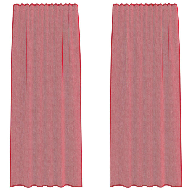 Tende in Voile con Passanti 2 pz Rosso Vino 140x245 cm