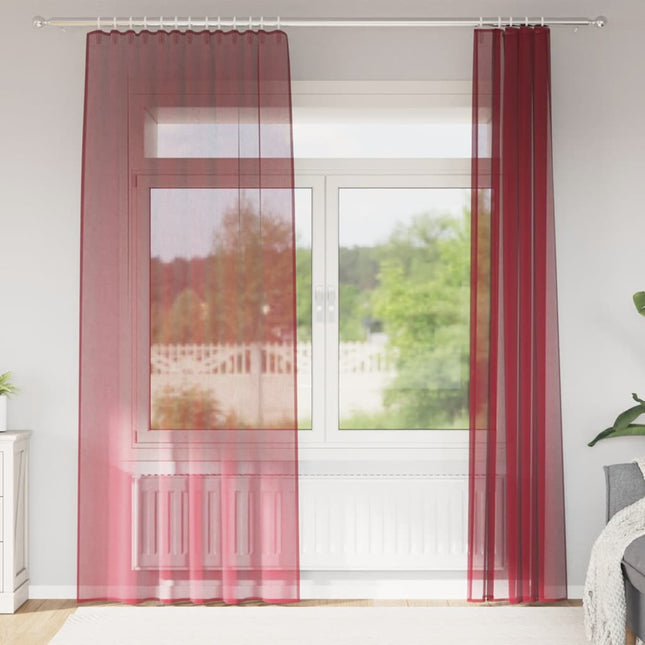 Tende in Voile con Passanti 2 pz Rosso Vino 140x245 cm