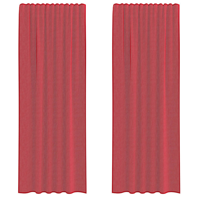 Tende in Voile con Passanti 2 pz Rosso Vino 140x260 cm