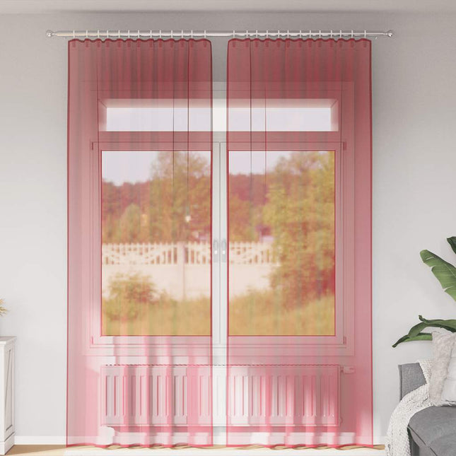 Tende in Voile con Passanti 2 pz Rosso Vino 140x260 cm