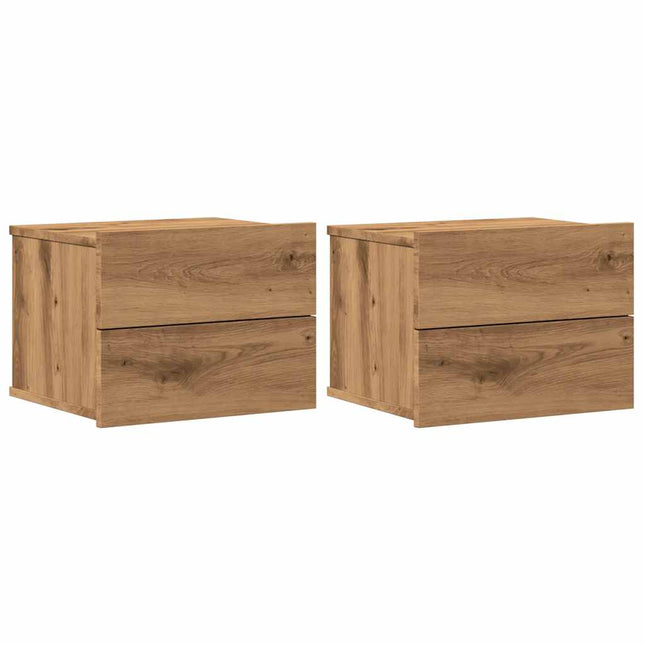 Comodini a Muro 2 pz Rovere Artigianale 40x32x30 cm