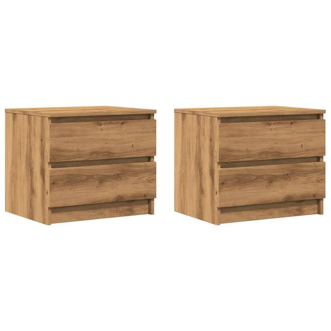 Comodini 2pz Rovere Artigianale 50x40x43.5 cm Legno Multistrato