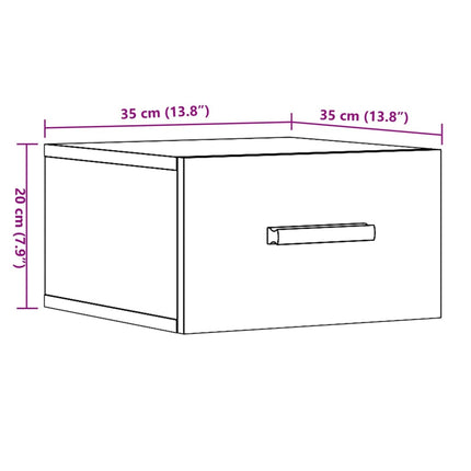 Comodino a Muro Legno Antico 35x35x20 cm