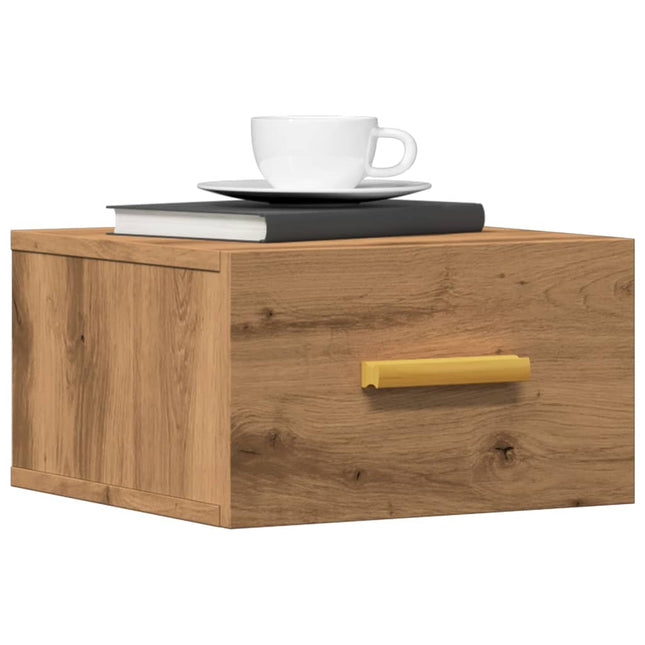 Comodino a Muro Rovere Artigianale 35x35x20 cm