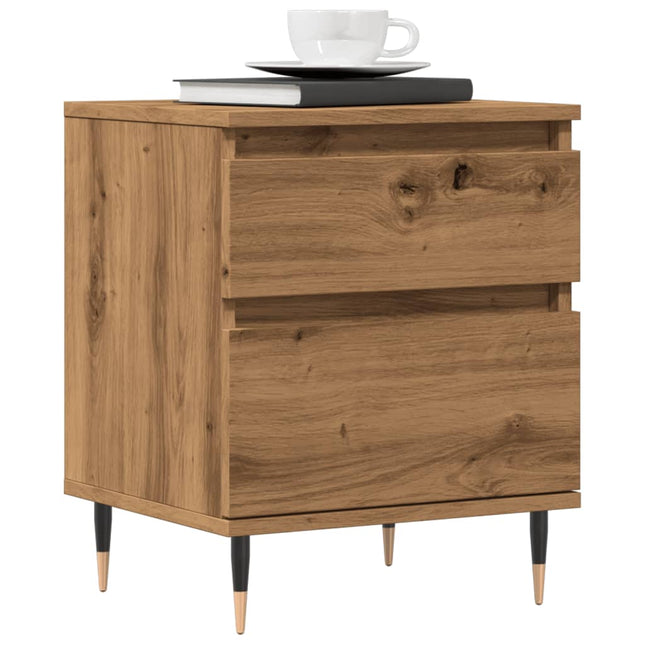 Comodini 2pz Rovere Artigianale 40x35x50 cm Legno Multistrato