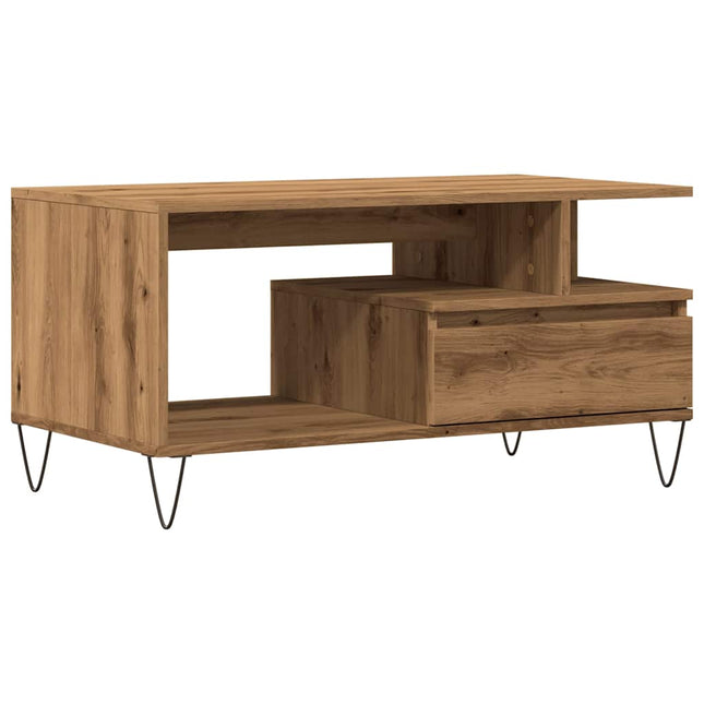 Tavolino Salotto Rovere Artigianale 90x49x45 cm Multistrato