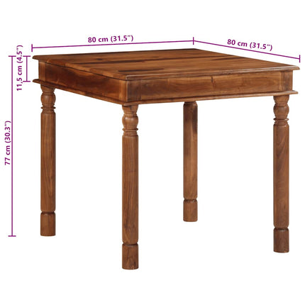 Tavolo da Pranzo 80x80x77 cm Legno Massello di Acacia