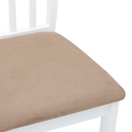 Sedie da Pranzo con Cuscini 2 pz Bianco Legno Massello di Hevea