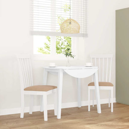Sedie da Pranzo con Cuscini 2 pz Bianco Legno Massello di Hevea