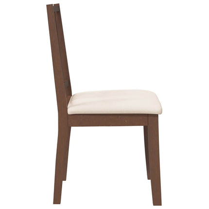 Sedie da Pranzo con Cuscini 2pz Marrone Legno Massello di Hevea