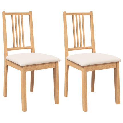 Sedie da Pranzo con Cuscini 2 pz Naturale Legno Massello Hevea