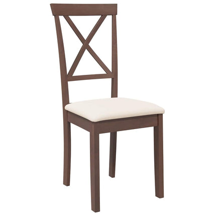 Sedie da Pranzo con Cuscini 2pz Marrone Legno Massello di Hevea