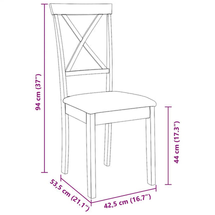 Sedie da Pranzo con Cuscini 2pz Marrone Legno Massello di Hevea