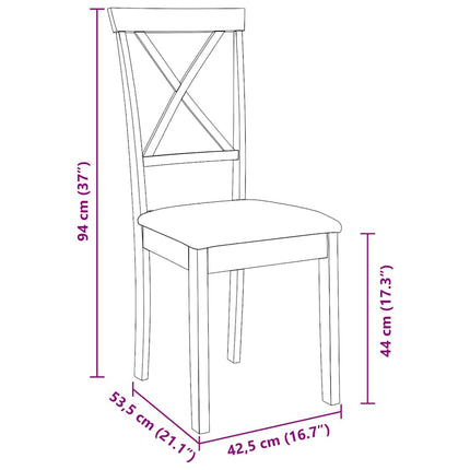 Sedie da Pranzo con Cuscini 2pz Marrone Legno Massello di Hevea