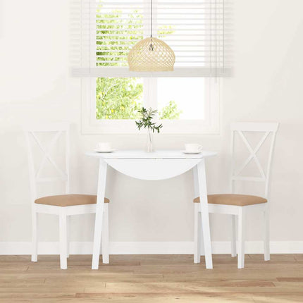 Sedie da Pranzo con Cuscini 2 pz Bianco Legno Massello di Hevea