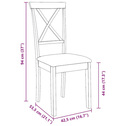 Sedie da Pranzo con Cuscini 2 pz Bianco Legno Massello di Hevea