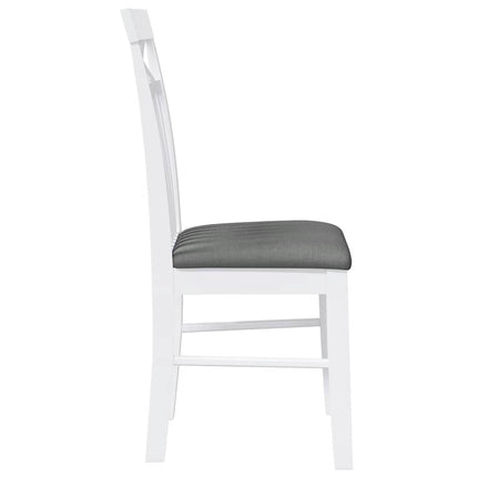 Sedie da Pranzo con Cuscini 2 pz Bianco Legno Massello di Hevea