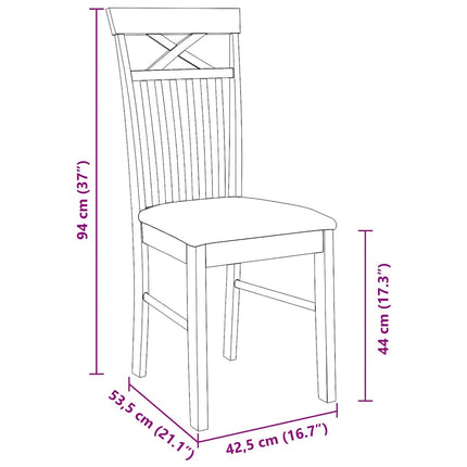 Sedie da Pranzo con Cuscini 2 pz Bianco Legno Massello di Hevea