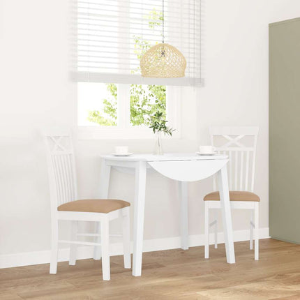 Sedie da Pranzo con Cuscini 2 pz Bianco Legno Massello di Hevea