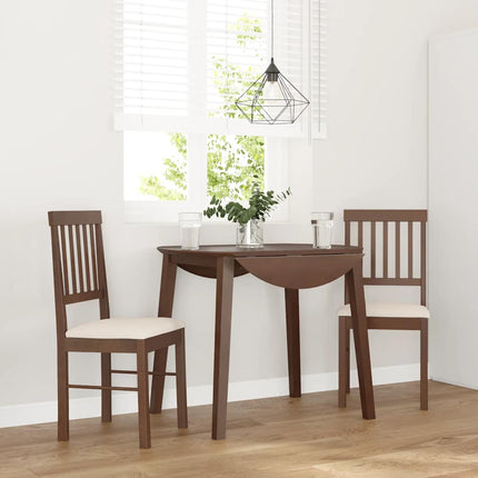 Sedie da Pranzo con Cuscini 2pz Marrone Legno Massello di Hevea