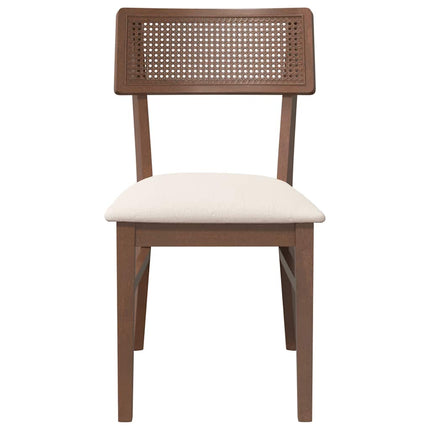 Sedie da Pranzo con Cuscini 2pz Marrone Legno Massello di Hevea