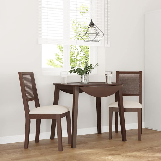 Sedie da Pranzo con Cuscini 2pz Marrone Legno Massello di Hevea