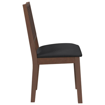 Sedie da Pranzo con Cuscini 2pz Marrone Legno Massello di Hevea
